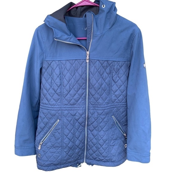 Calvin Klein Jacket Women’s Small Diamond Quilted Rain Anorak Coat with Hood - Picture 1 of 9
